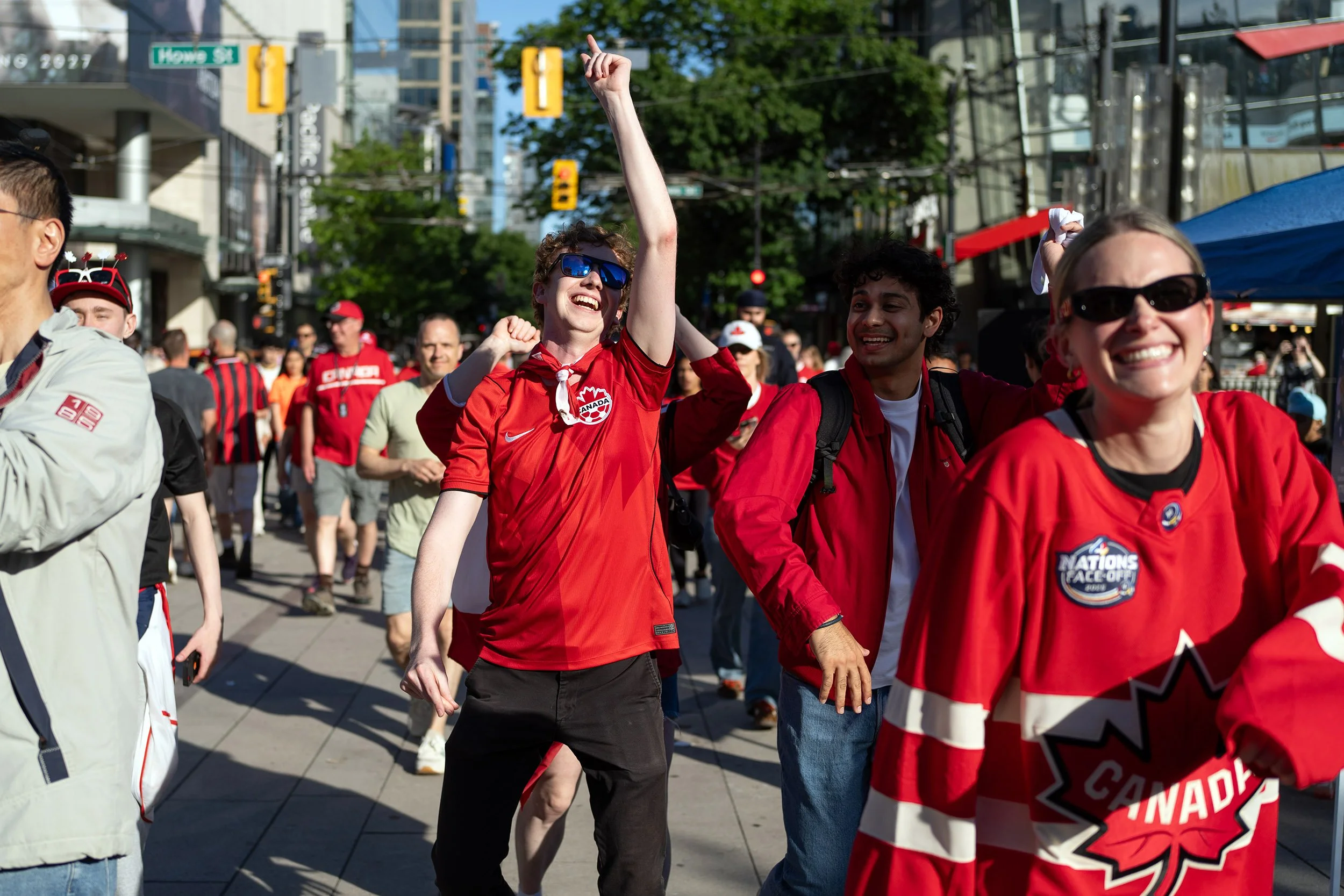 Canada soccer fans World Cup. Sample image from a Sony FE 40mm f/2.5 G and Sony A7 V.
