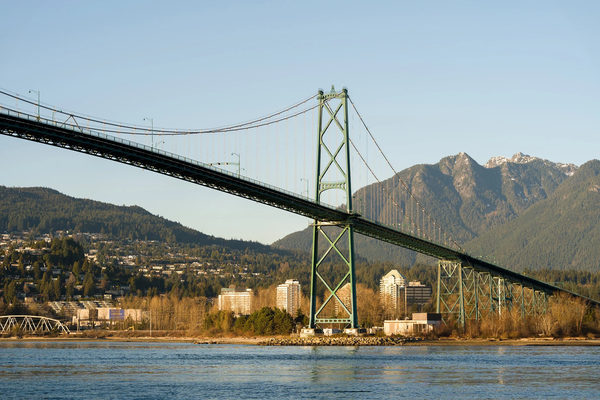 Lions Gate Bridge, sunny winter day. Sample image from a Sony A7V and Sony FE 85mm f/1.4 GM II.