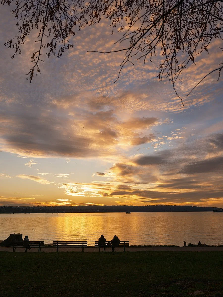 English Bay Sunset, December 30. Sample image from a Fujifilm GFX 100RF.