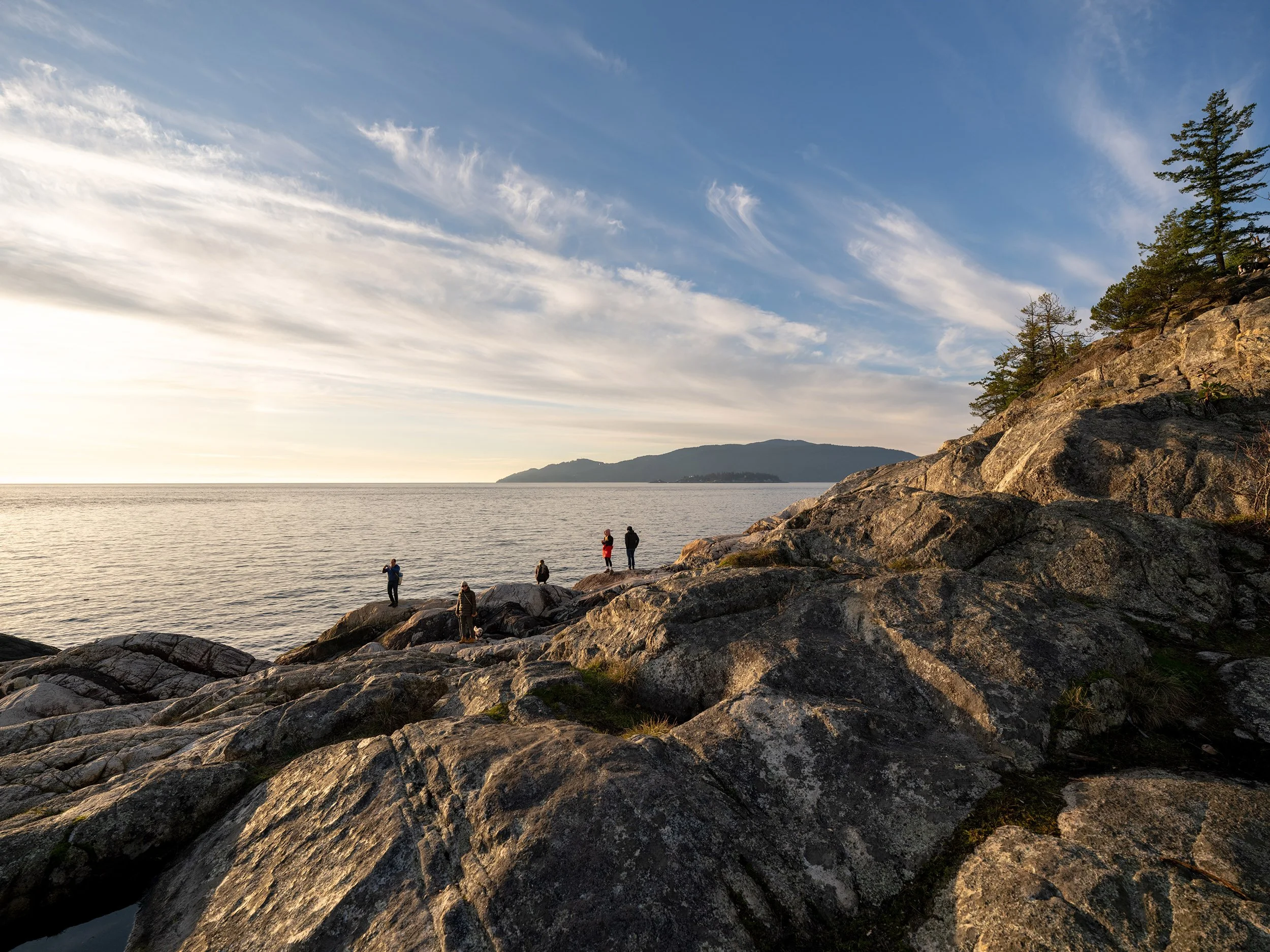 Blue sky winter day at Lighthouse Park in Vancouver. Sample image from a Fujifilm GFX 100S II and GF 20-35mm f/4 R WR.