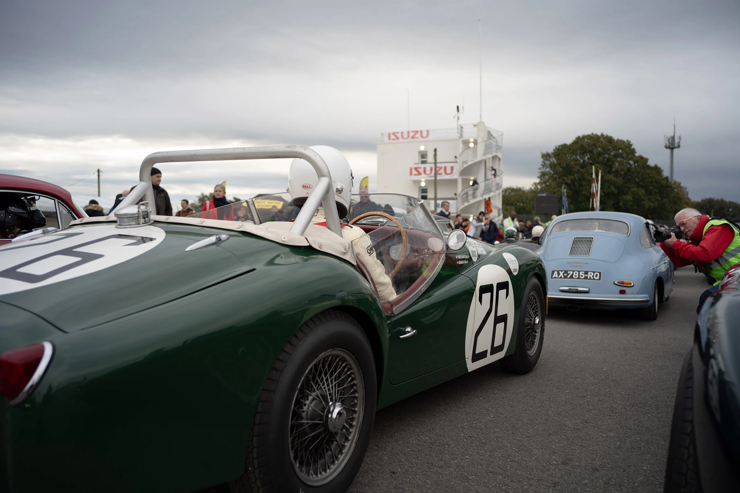 Centennial Festival 2024 - UTAC Linas-Montlhéry Autodrome. Race car lining up. Sample image from a Voigtländer Nokton Vintage Line 28mm f/1.5 (M-Mount) and Leica SL2-S.