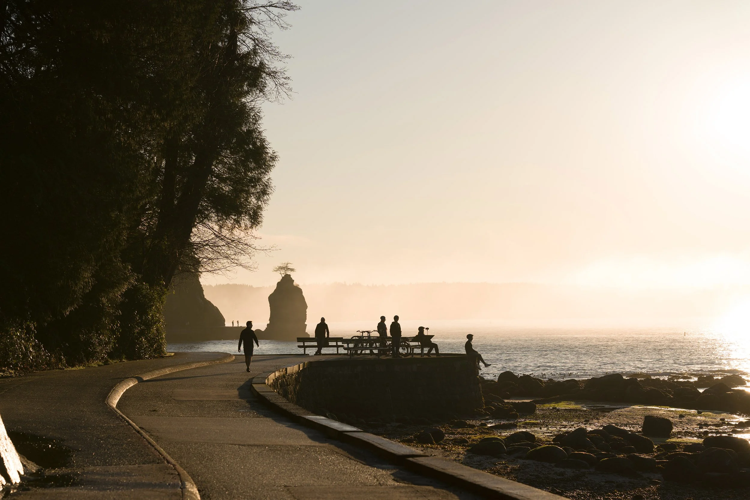 Sunny winter day on the Stanley Park Seawall. Sample image from a Sony A7V and Sony FE 85mm f/1.4 GM II.
