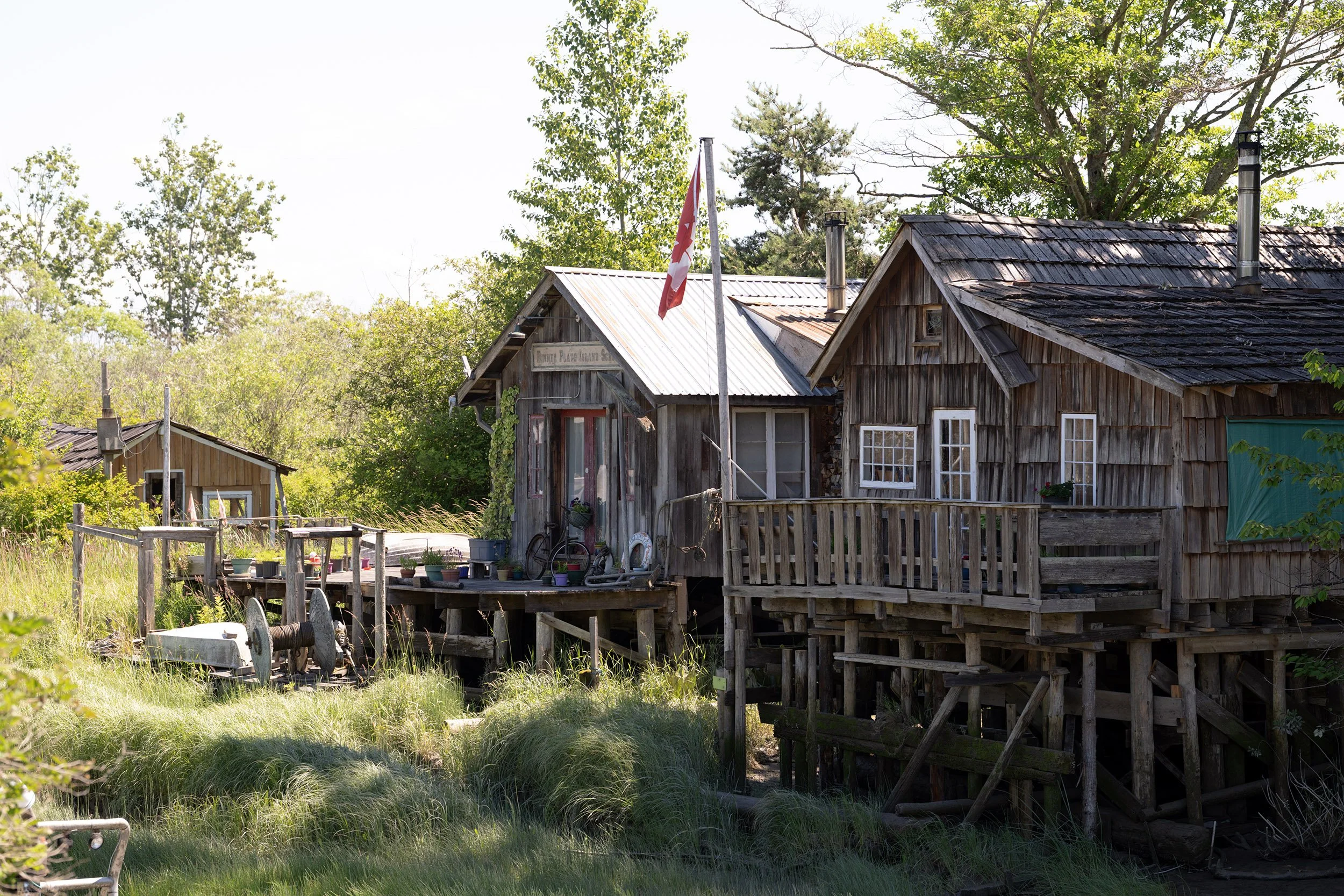 Cabins, Finn Slough, BC, Canada. Sample image from a Sony FE 50-150mm f/2 GM and Sony A7 V.