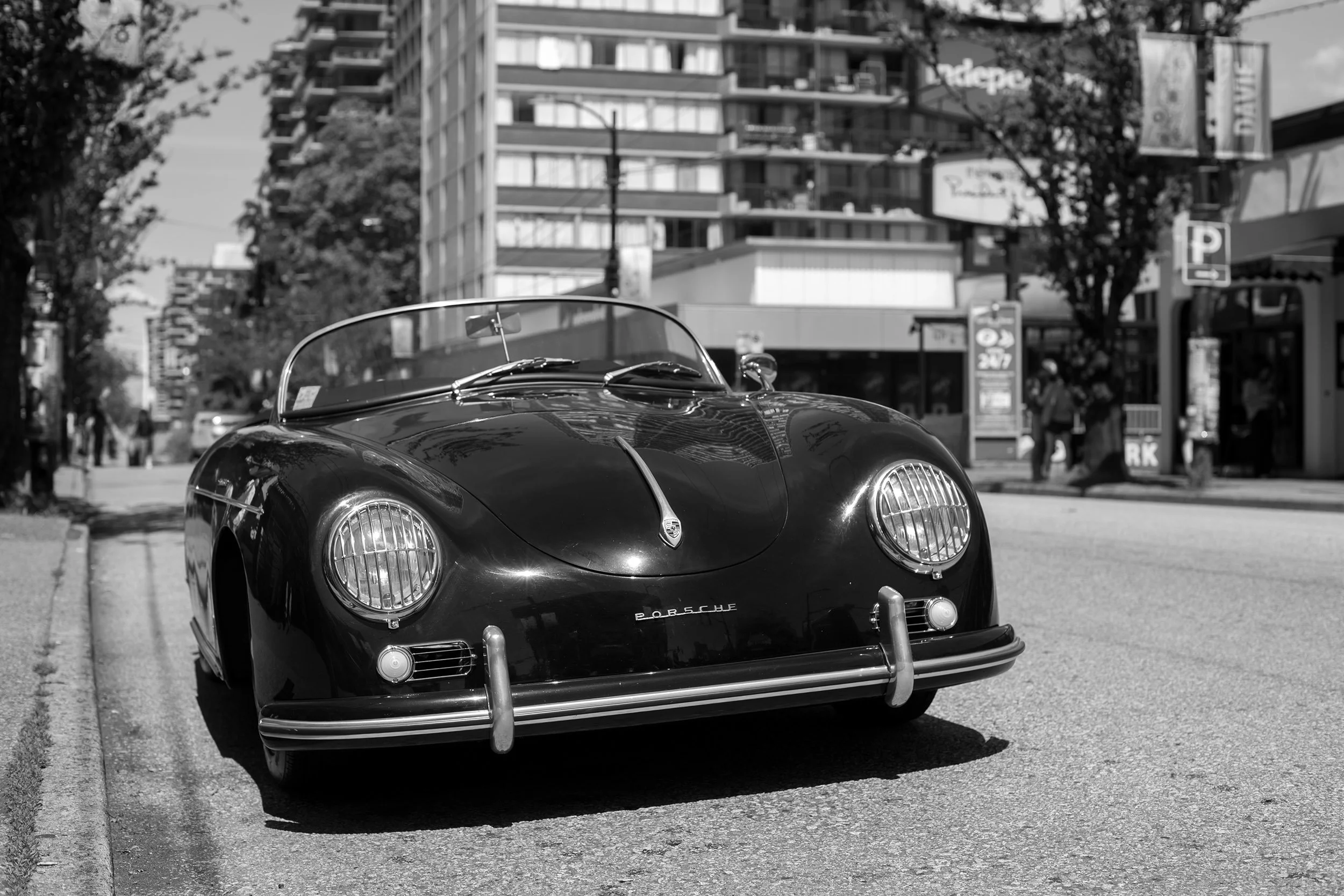 A black Porche Speedster in Vancouver
