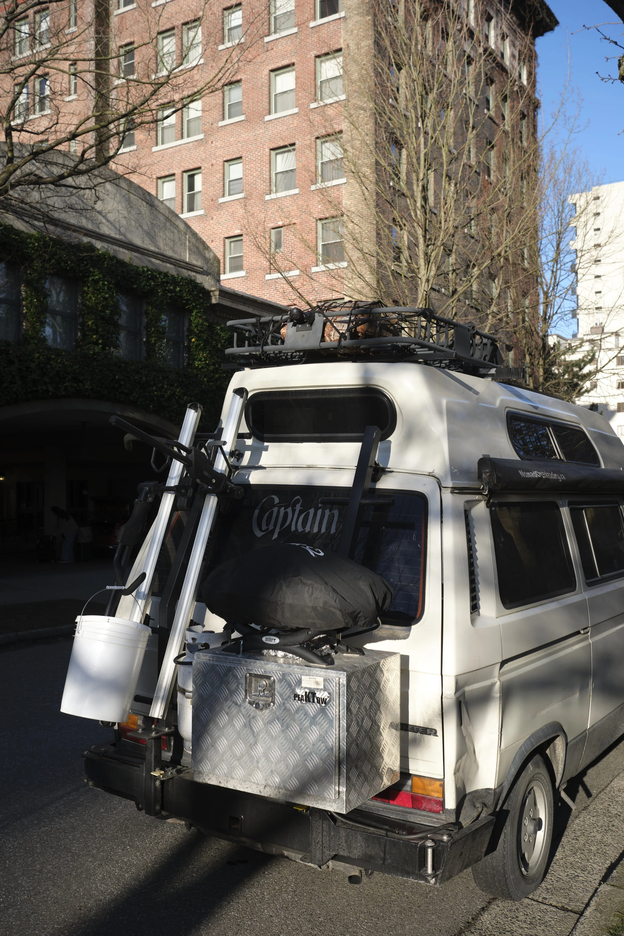 A camper van parked in Vancouver. Sample image from a Fujifilm X-H2