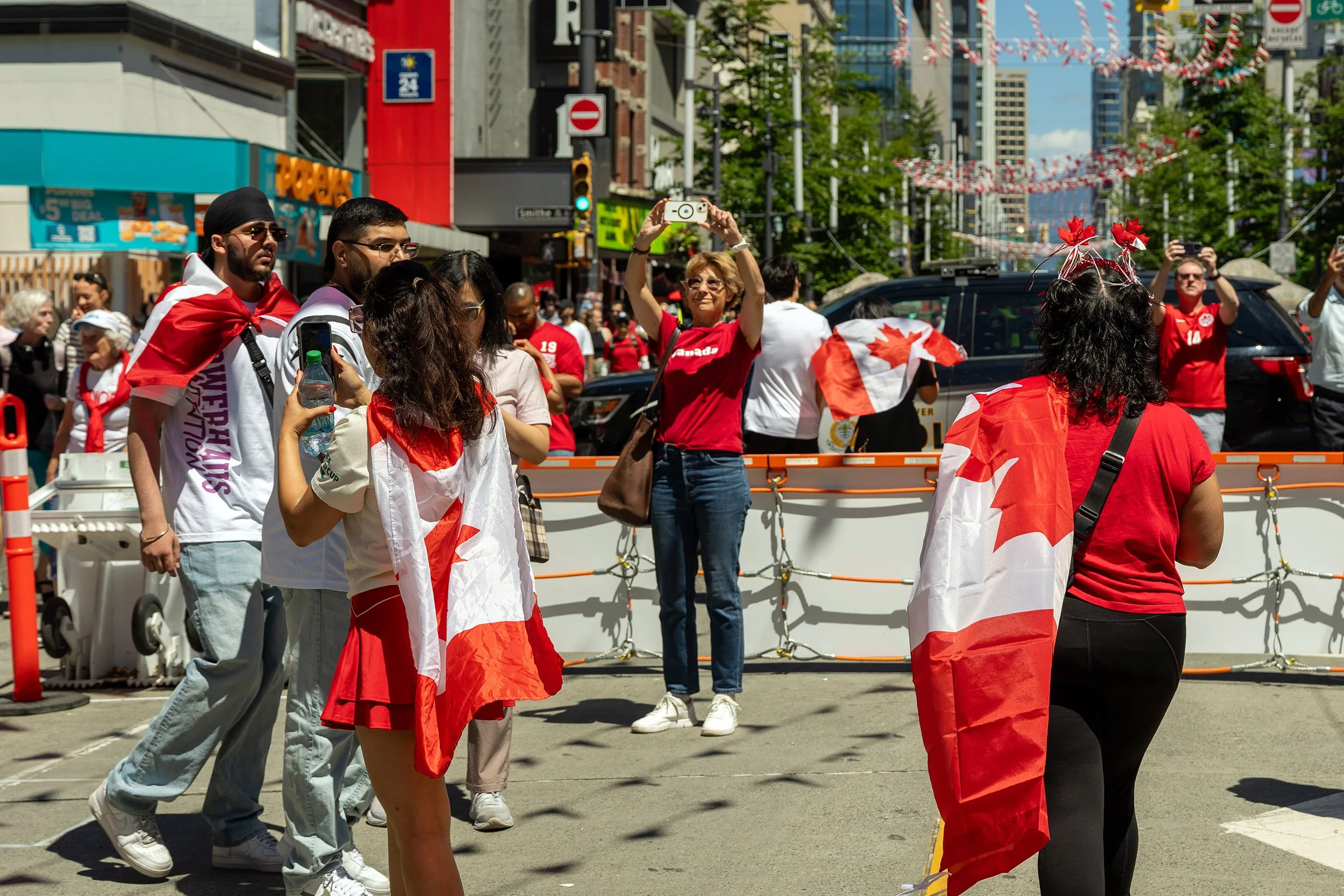 Canada Flags along Granville Street in Vancouver