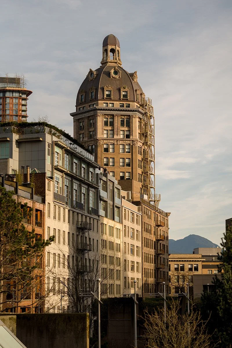 Sun Tower in Vancouver. Sample image from a Sony A7V and Sony FE 85mm f/1.4 GM II