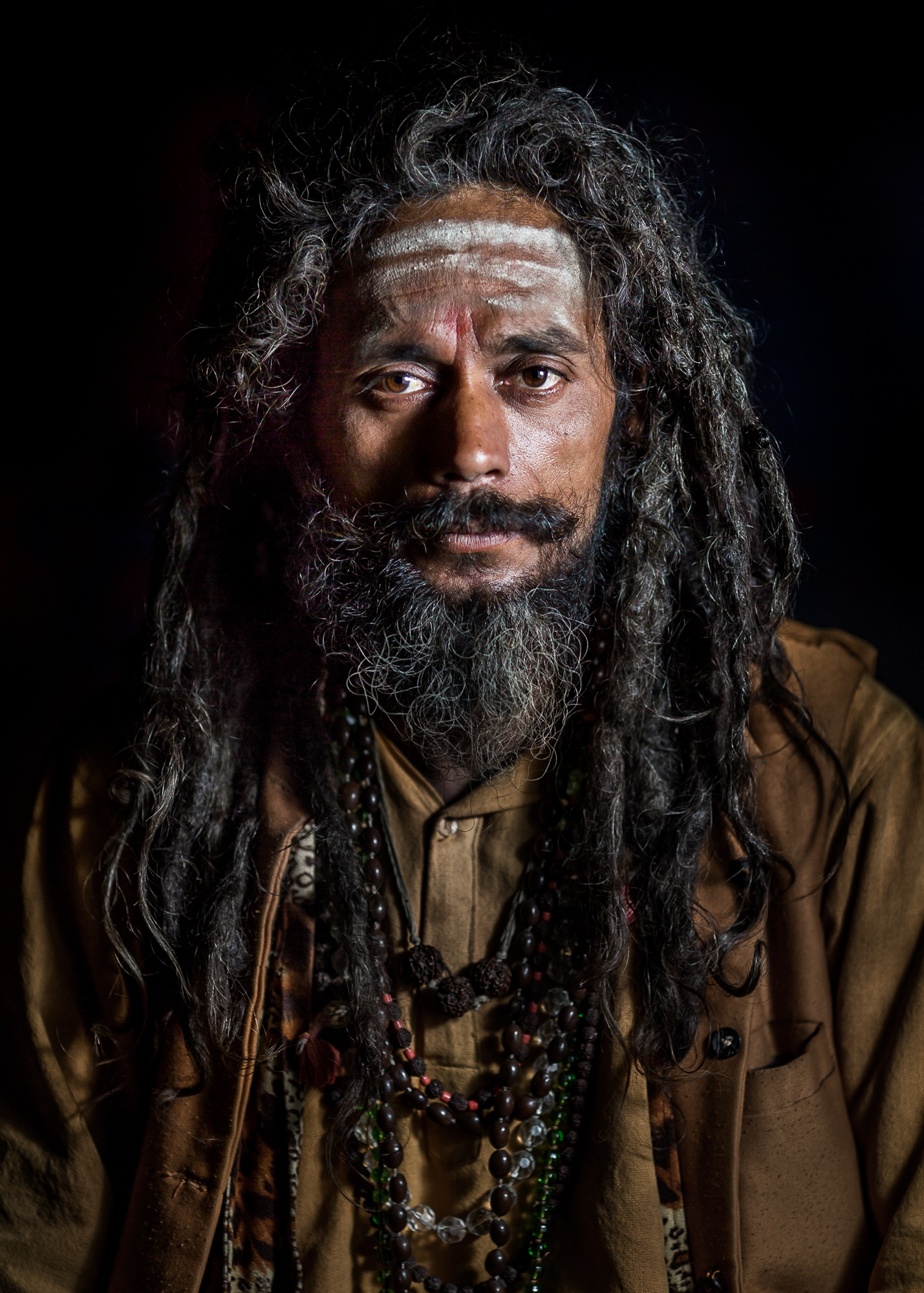 Following the path of liberation Sadhu wearing the hindu tripundra mark on his forehead. He traveled fromSouth- India to the Far-West of Nepal to worship at the Godawari Shiva Ashram.