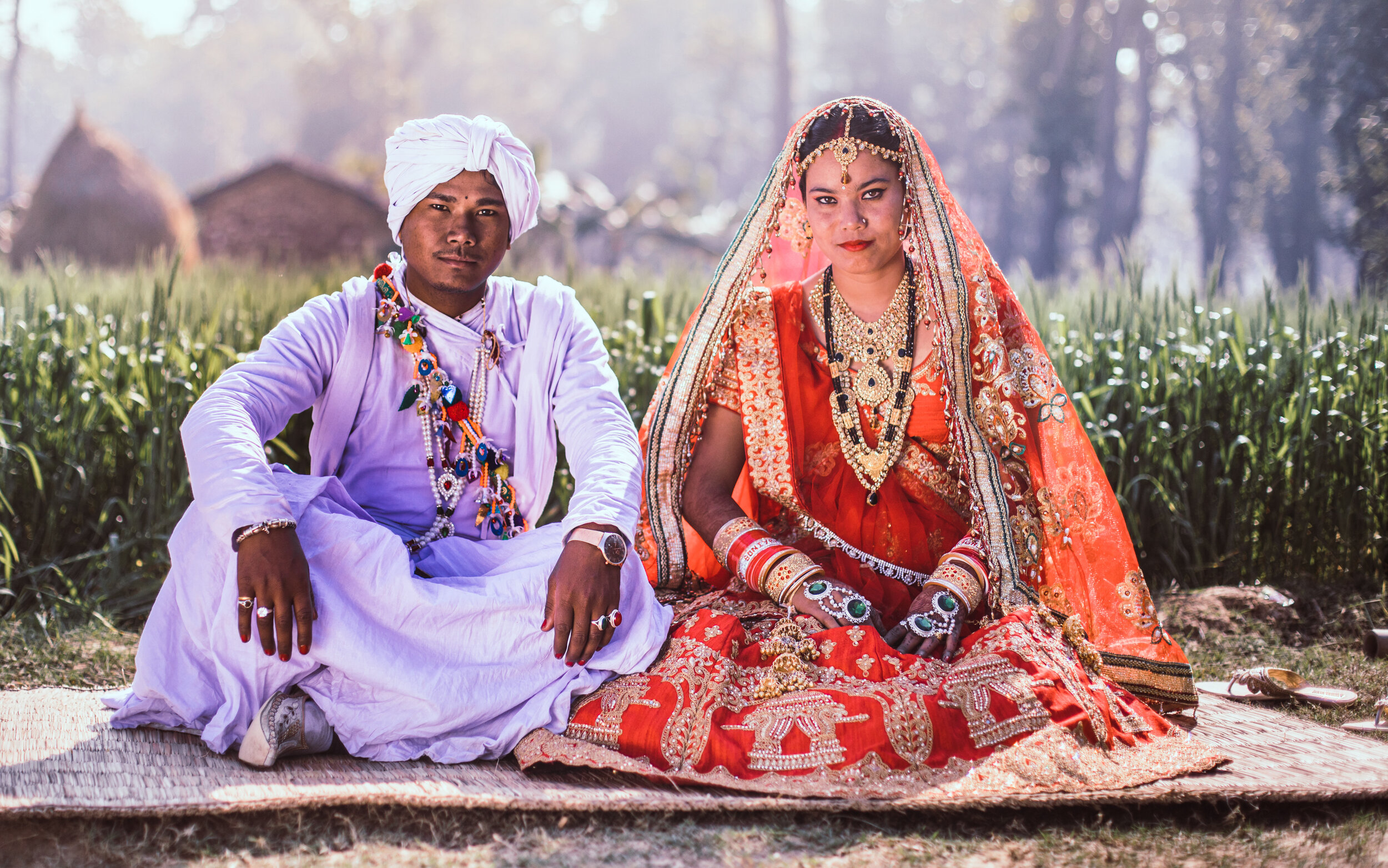  Wedding couple within the traditional Rana Tharu cultural in Dhangadhi, Nepal. 