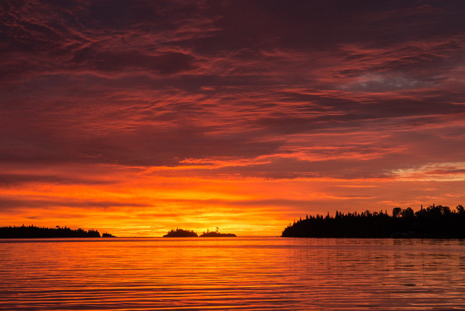 Sunrise looking towards Middle Islands Passage, Isle Royale National Park, Mich.