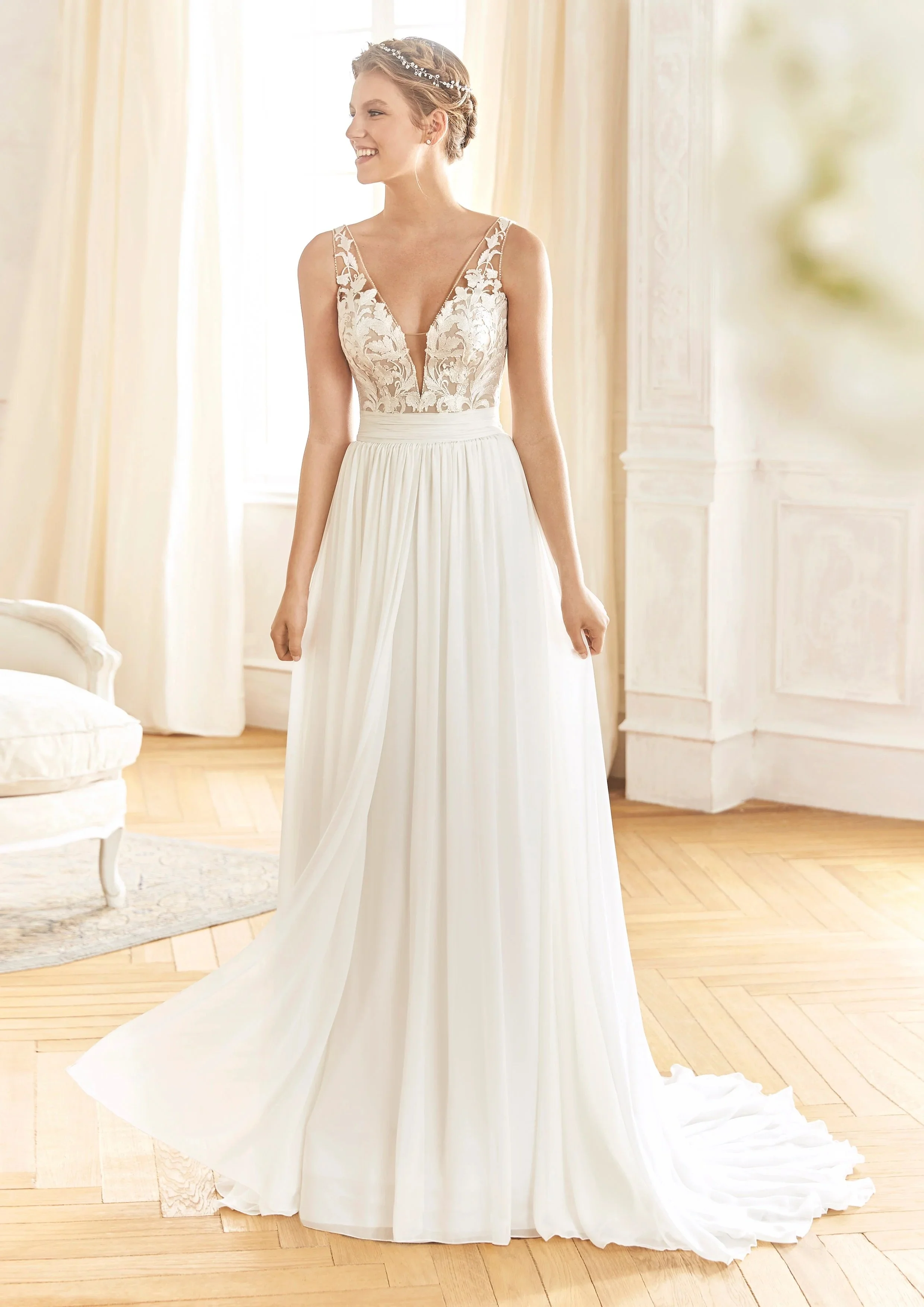 Discount bridesmaid dress lace top chiffon bottom Outlet Online La Sposa  Balimena Sample The White Room
