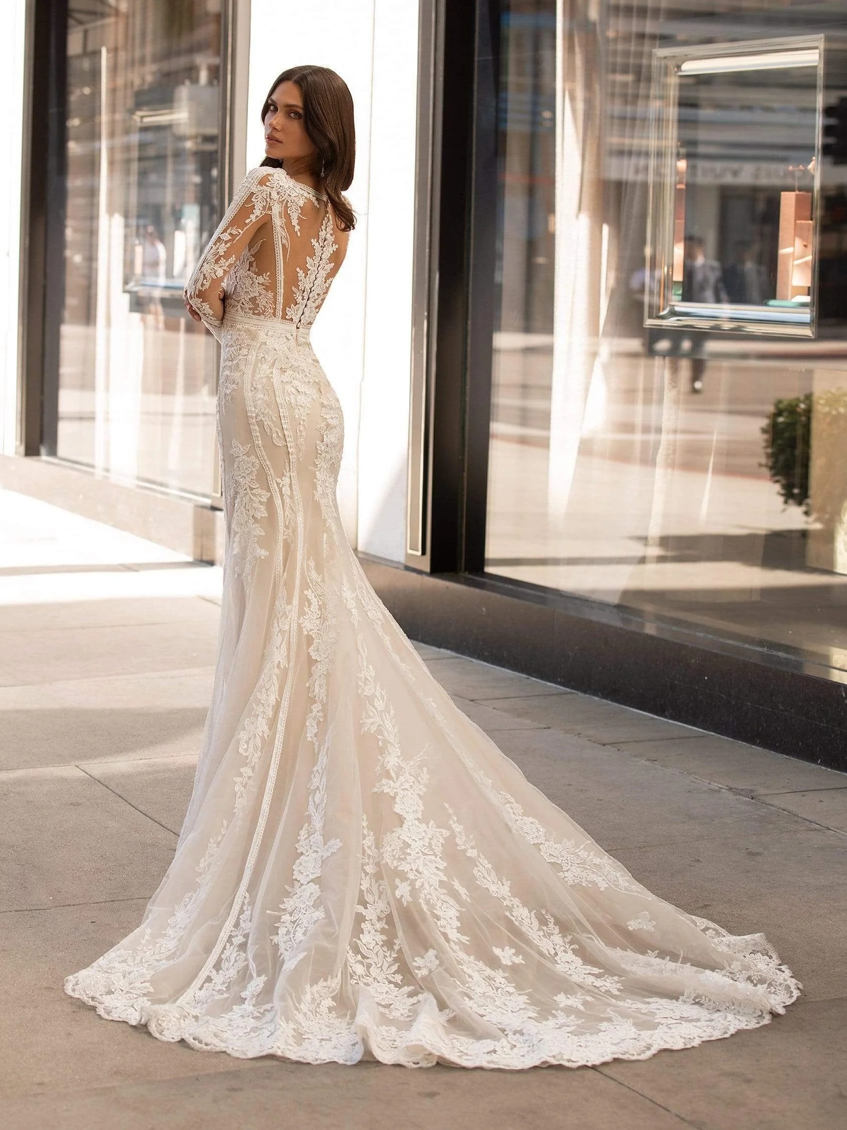 pronovias gold dress BEEGOLD | Mermaid strapless bridal dress