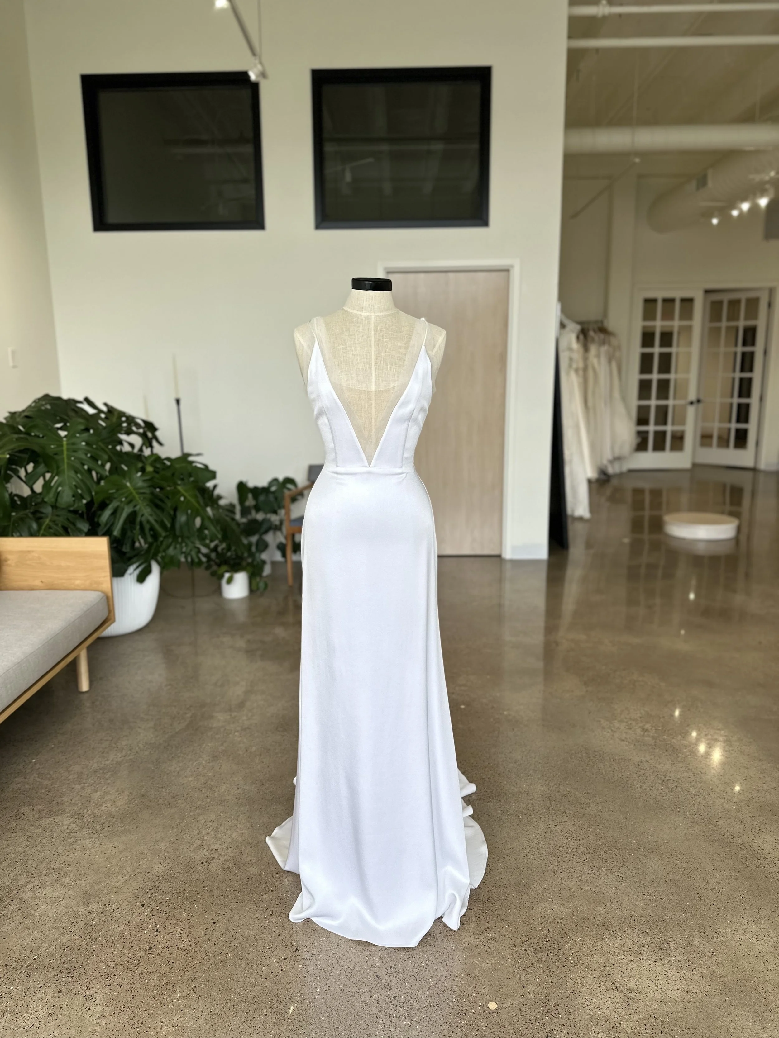 size 8 bridesmaid dress Ladivine CD242 Size 8 Blue Long Pleated Chiffon A Line Bell Sleeve V Neck Formal Dress Bridesmaid Gown main image 1
