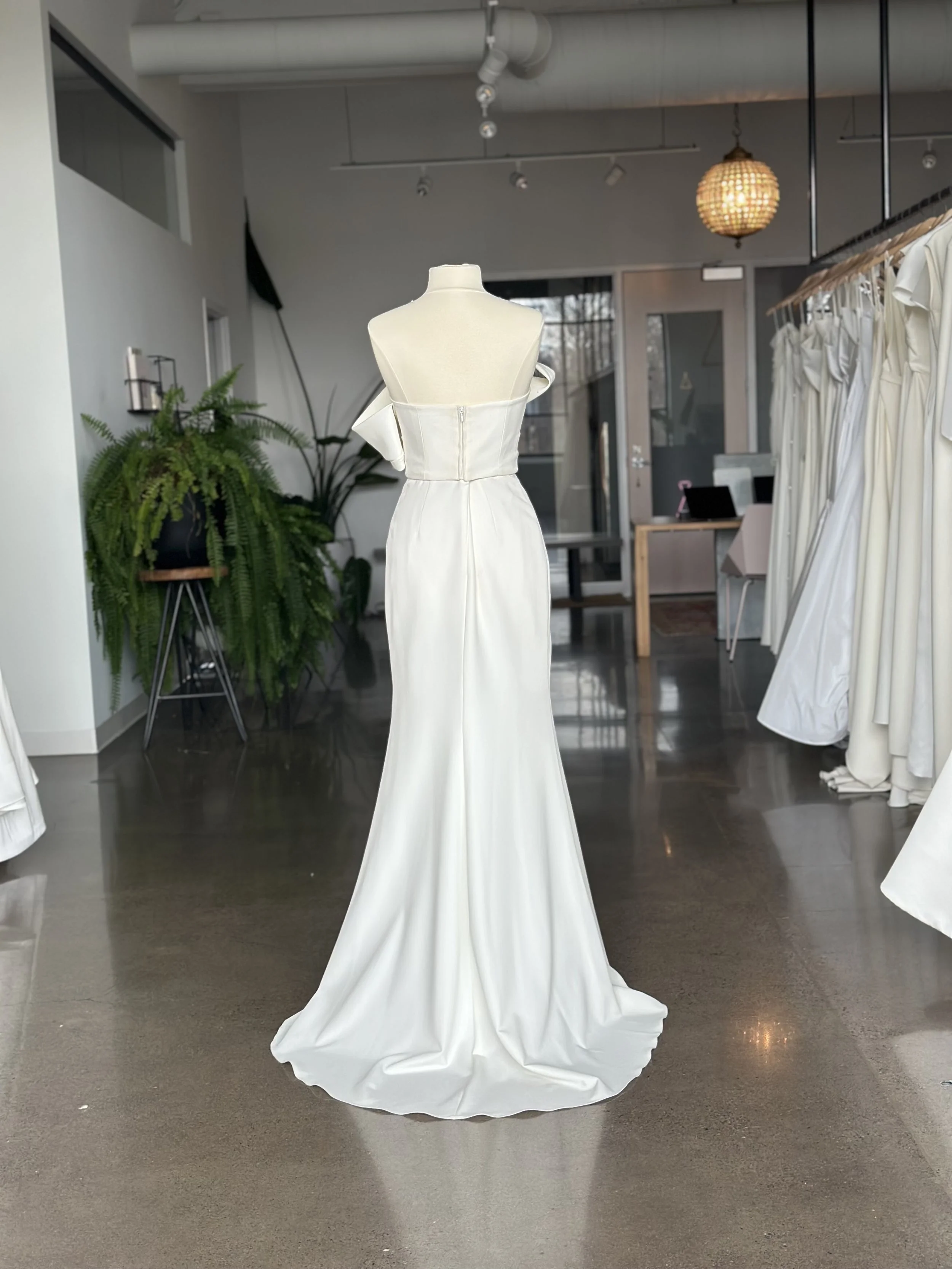 backless dress sex V-neckline Slim Wedding Dress with Draped Backless – loveangeldress main image 0