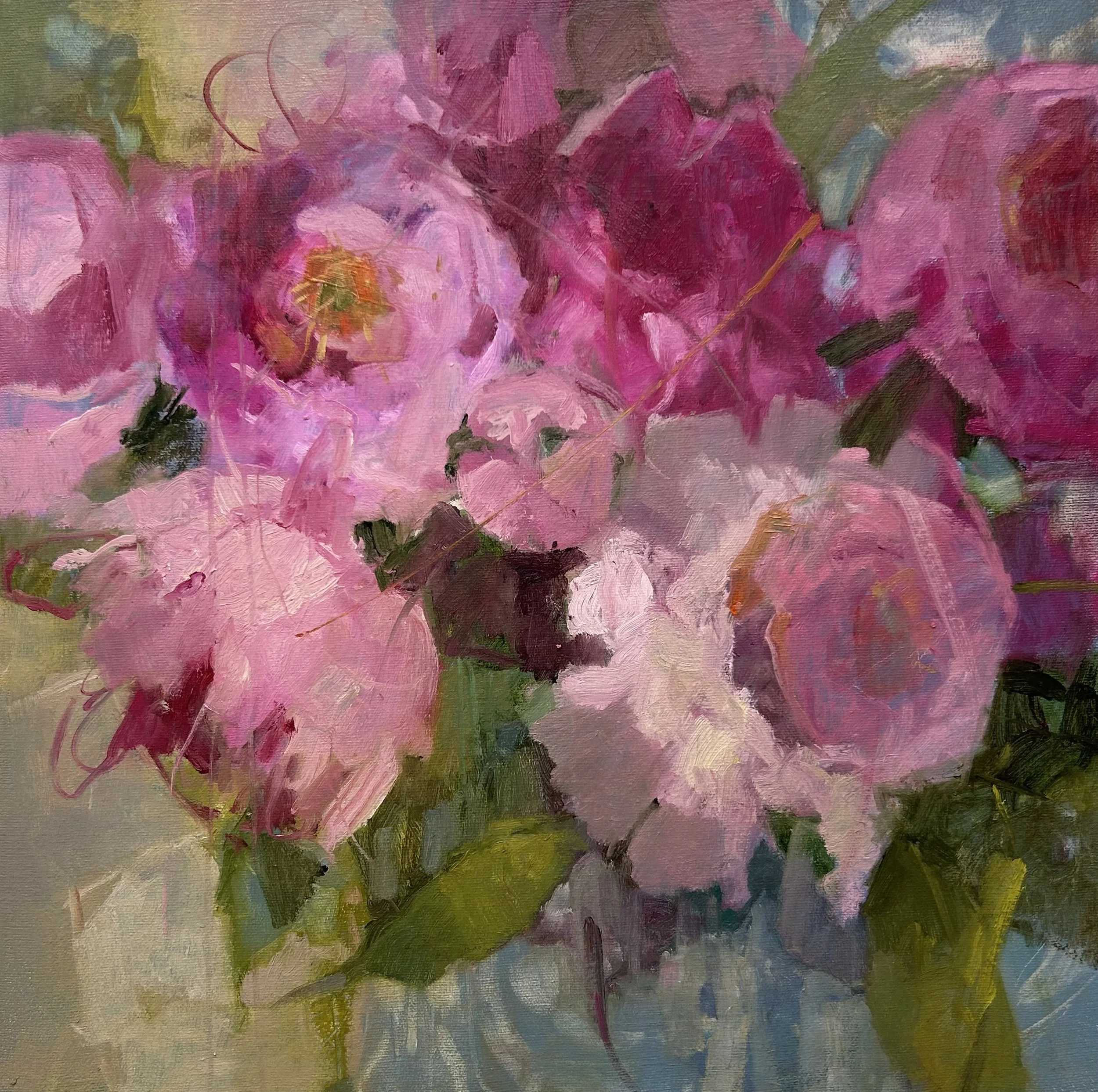 ‘Pink Peonies’ 16×16” oil on canvas Available: contact artist