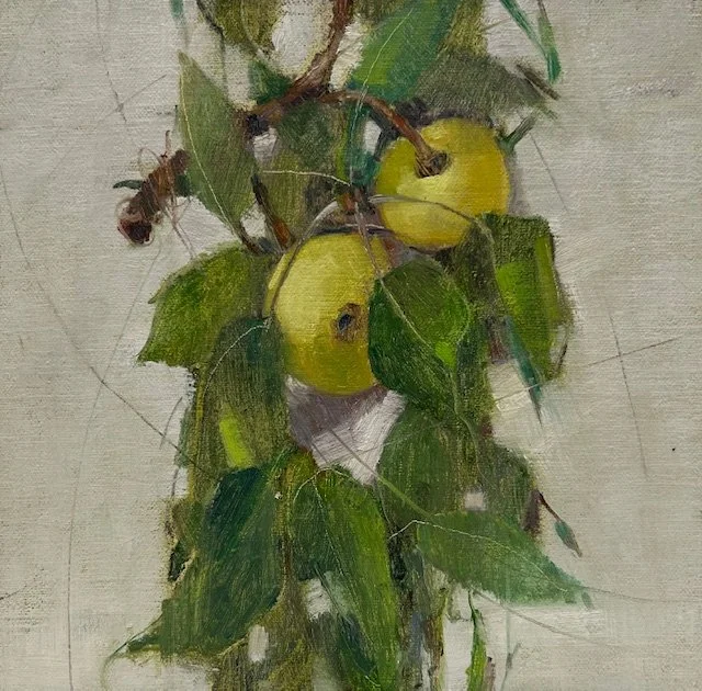  ‘Heirloom Cider Apples’  8×8” oil on linen panel, gold-tone Italian wood frame  SOLD 