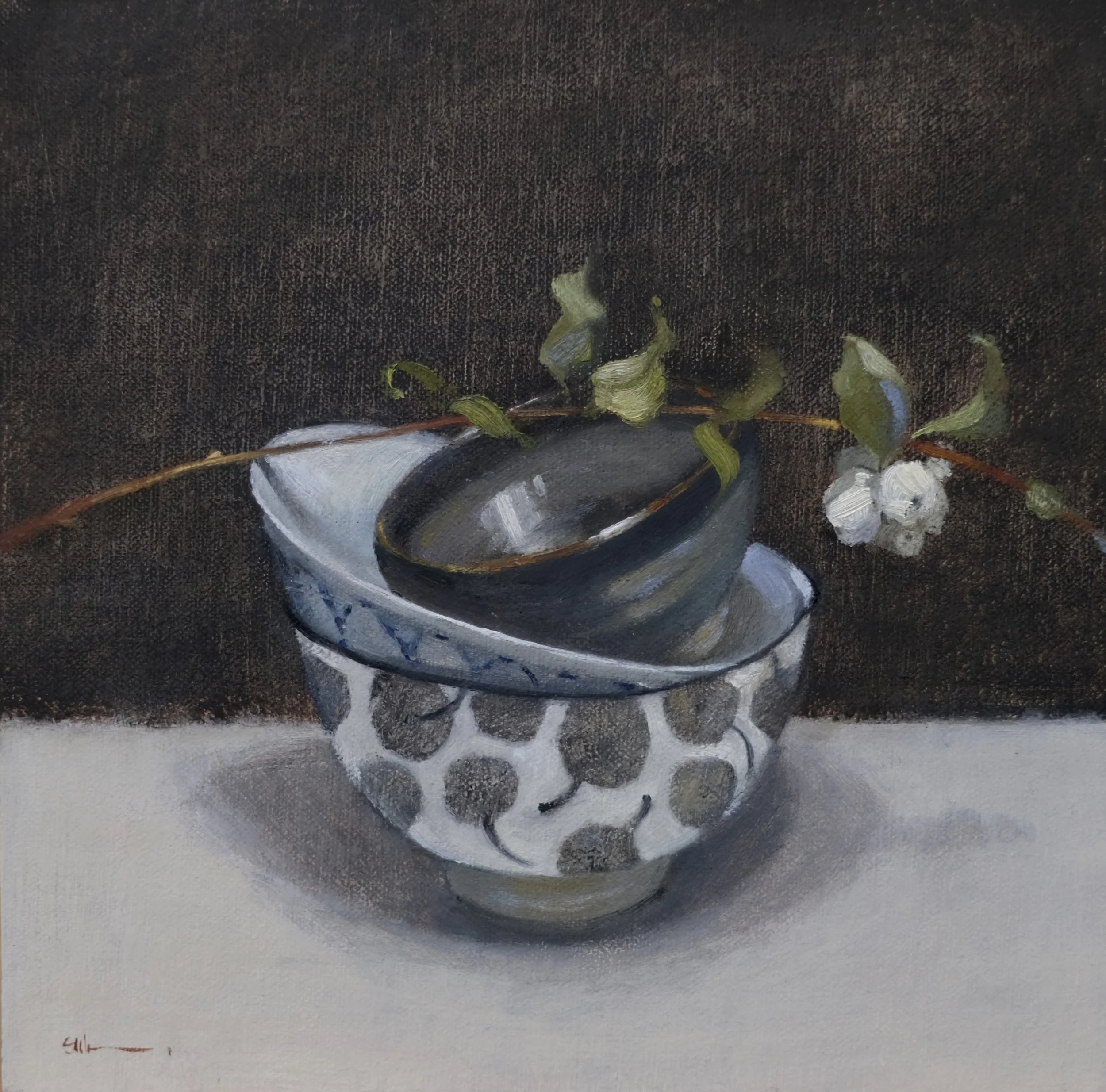  ‘Still Point’  8×8” oil on linen panel, black front load wood frame  SOLD 