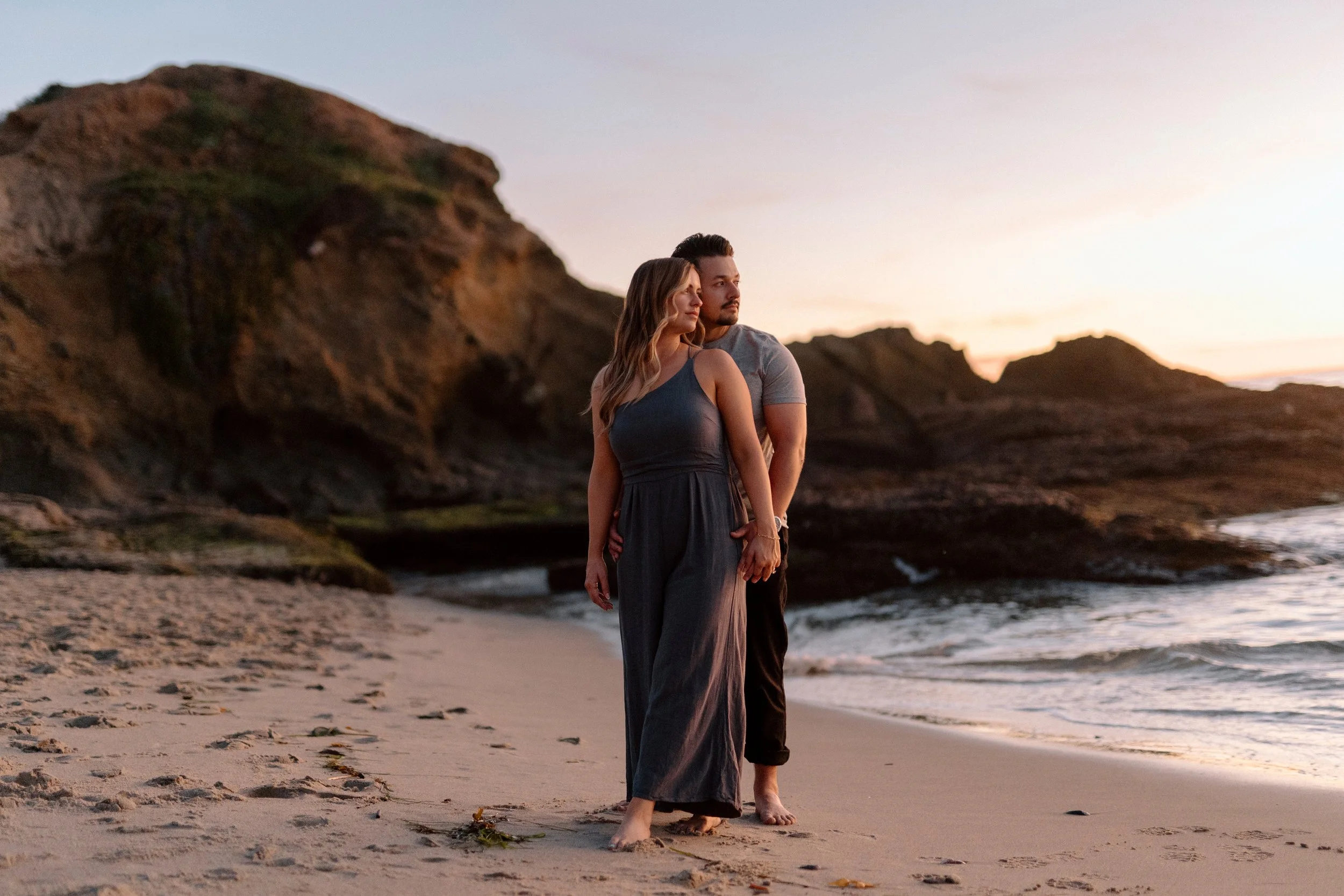 Cat + Andrew - Beach Sunset Engagement Session - Laguna Beach Ca.