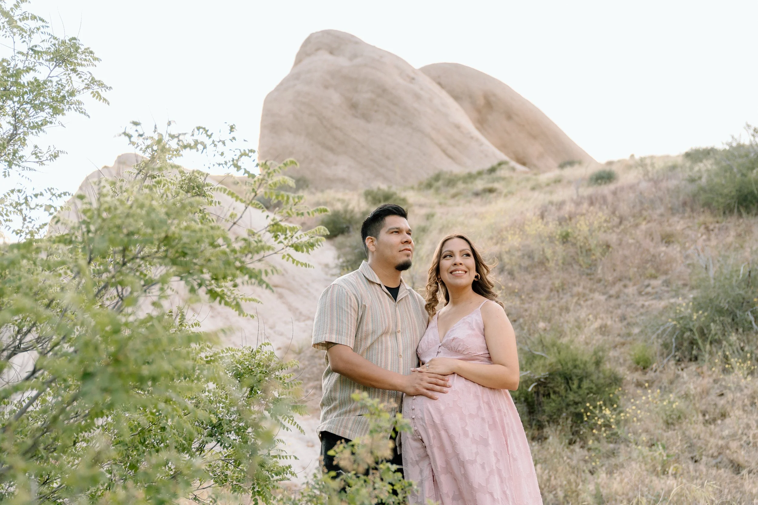 Alexis + Johanna - Sunset Maternity Session - Mormon Rocks California