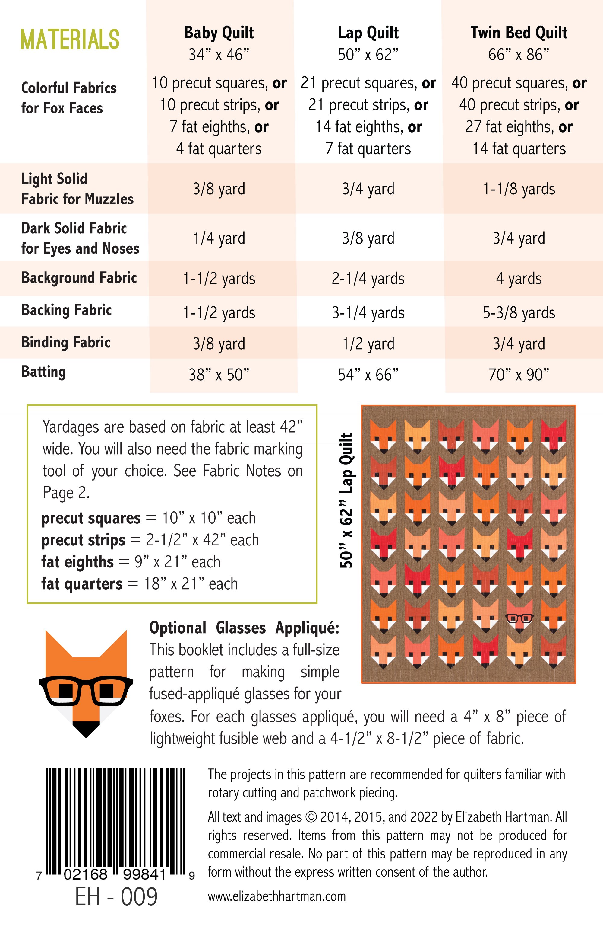 Fancy Fox pattern by Elizabeth Hartman – Lake Area Quilts 409-384-3878