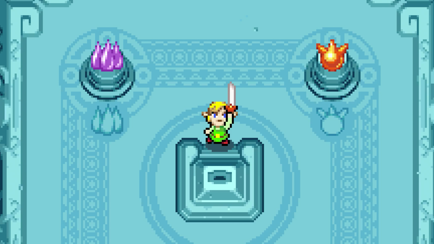 Legend of Zelda: The Minish Cap Wii U and 3DS virtual console release. Link and Master Sword for GBA.