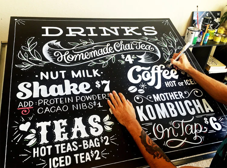 Love Food Central Cafe Menu Leo Gomez Studio Hand Lettering Hand Painted Signs And Murals St Pete Fl hand lettering hand painted signs