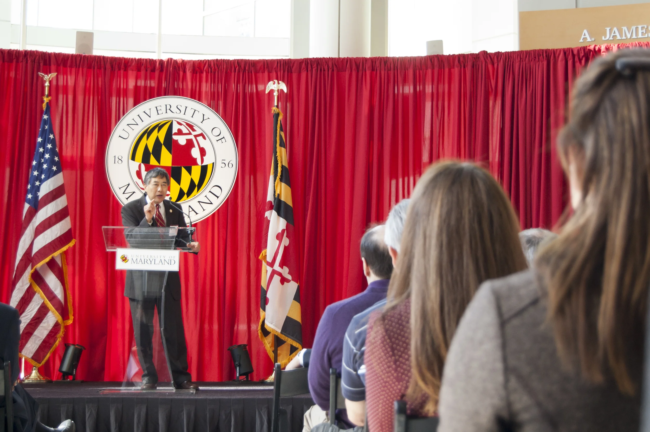 UMD President Wallace Loh announcing the partnership of Siemens Corporation and the University of Maryland