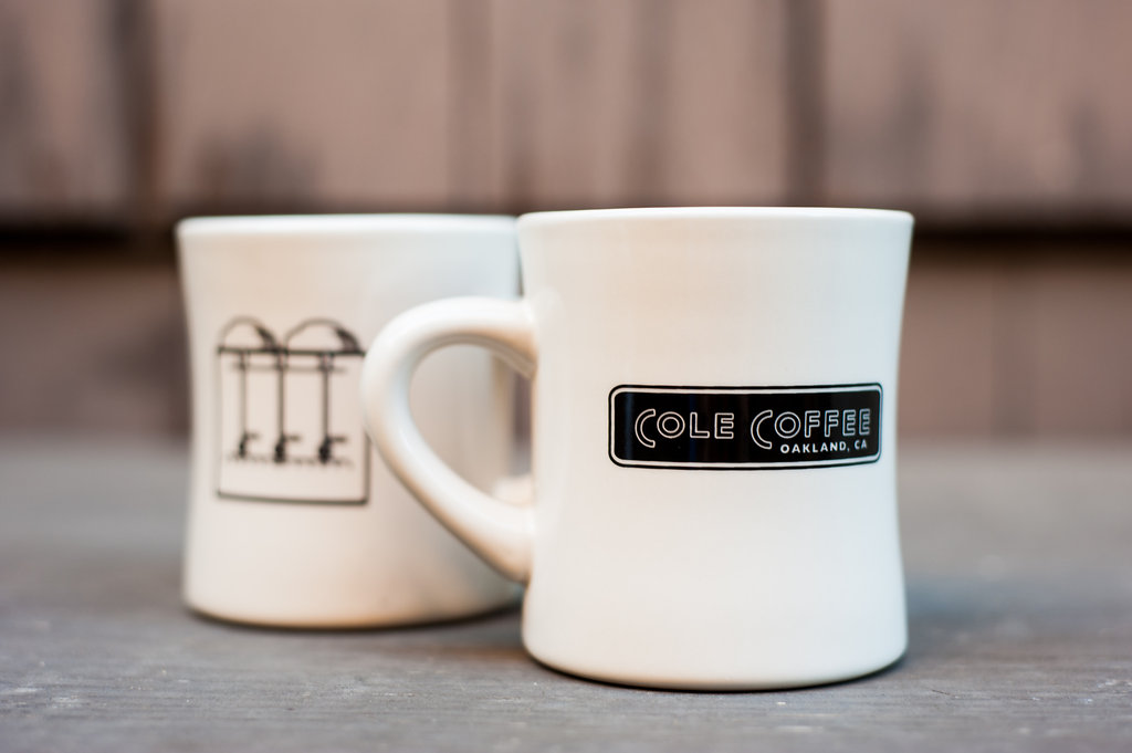 Coletti Diner Coffee Cups Set of 6, Ceramic White Mugs for Retro Kitchen