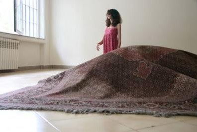 The Pregnant Carpet, an installation, "Heaven beneath her feet."