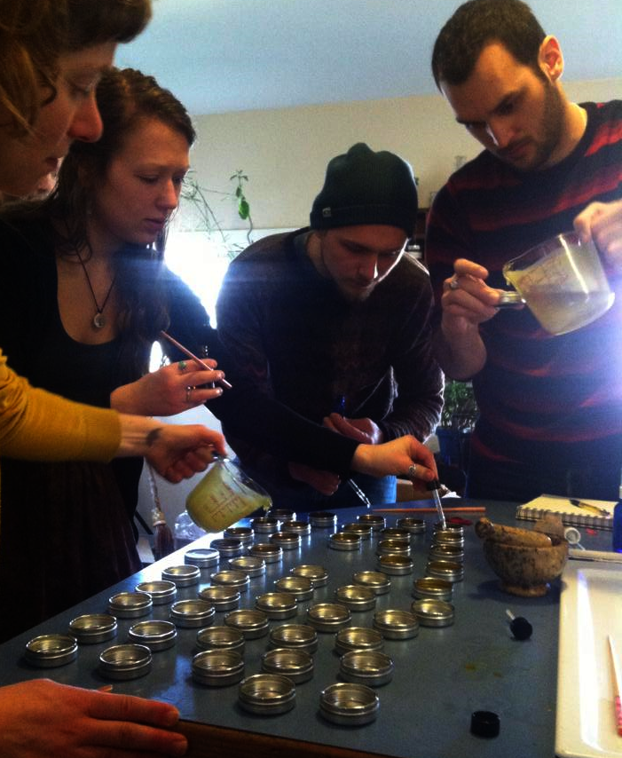 Making herbal first aid kits to gift to the VBC platemaking community sites.