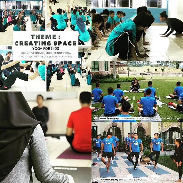 ROY Scholarship recipient Sheriza @surrenderandfeel doing a great job with her #roygivesback classes while journalling and asking appropriate questions along the way.
.
As our scholarships are awarded globally, we look for disciplined and self-motivated individuals who are riped and ready to step up for their underserved community.
.
From providing a stream of regular and consistent yoga classes at a local children & youth crisis center here is Sheriza teaching Malaysia’s National Football team with fellow ROY graduate Kevin @journeywithkevin as well!
.
#sevayoga #roygivesback #yogateacher #yogawithsf #routesofyoga #surrenderandfeel #yogateachertraining #roygiveback
