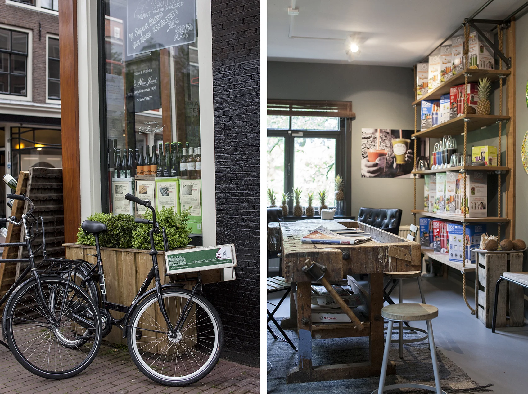 Dr. Blend makes delicious smoothies, juices and salads. And the interior is stunning. Herenstraat 23, Amsterdam.