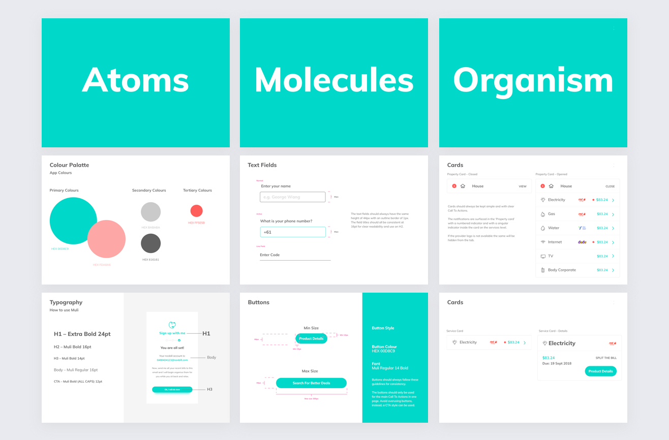Detailed view of few assets in the design library