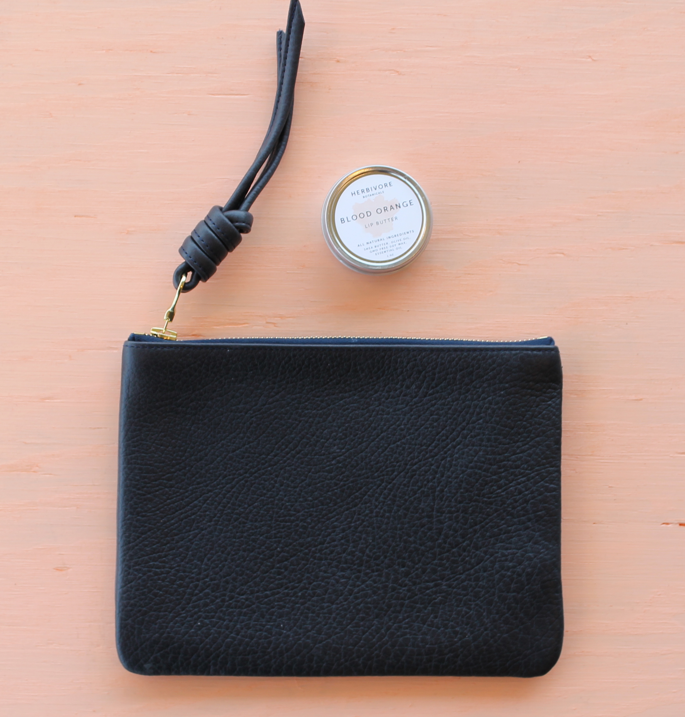 Rennes Medium Pouch in Navy + Herbivore Botanicals Blood Orange Lip Butter - Beautiful, luxurious and totally perfect for your classy Mom.