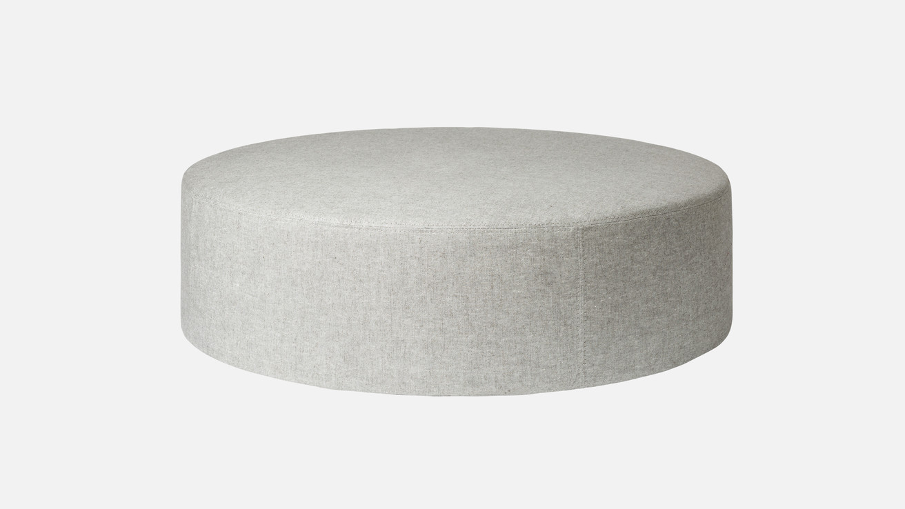 Brick Pouf Round in Light Grey