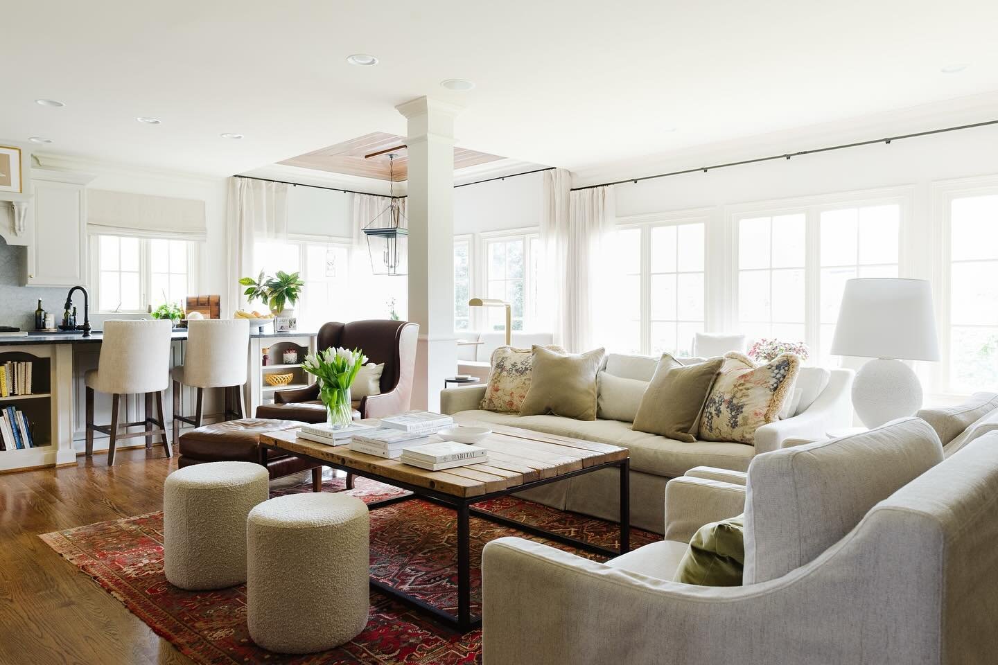 This was a fun before and after. We kept many of the homeowners pieces, but still wanted to bring the space up to date. Their grown kids sweetly dubbed the before as the Cracker Barrel house. Now I feel like the space reflects who the homeowners are 