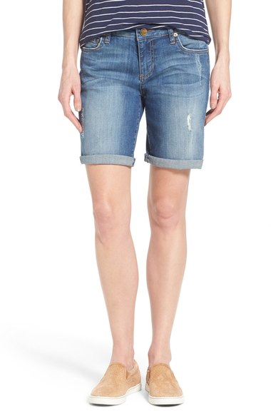  My cut-off jean shorts are old and well loved, however, you can find similar at  Nordstrom . &nbsp;I only roll them when appropriate and love the frayed look.&nbsp; 