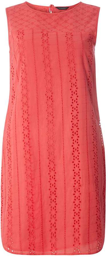 CORAL BRODERIE SHIFT DRESS