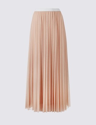 TIERED MESH A-LINE MAXI SKIRT