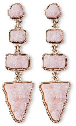 SUGARFIX BY BAUBLEBAR GEOMETRIC DRUZY DROP EARRINGS - PINK