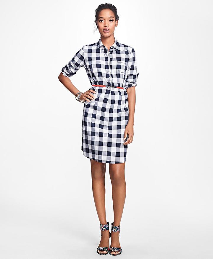 Brooks Brothers Gingham Cotton Twill Shirtdress