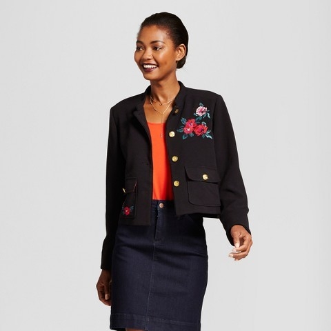 A New Day Women's Embroidered Military Jacket - 