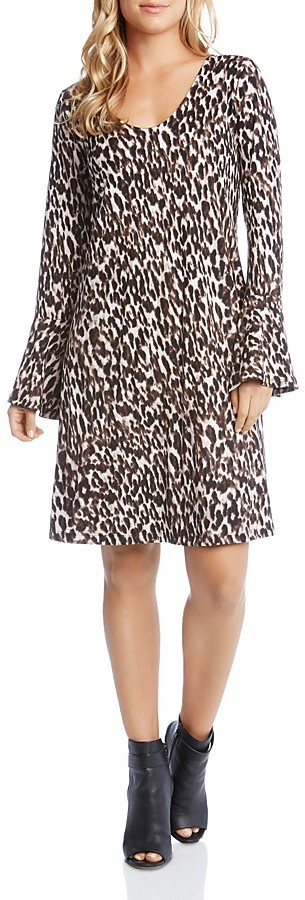 Karen Kane Leopard Print Bell Sleeve Dress