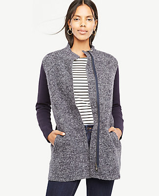 Ann Taylor Merino Wool Paneled Coatigan