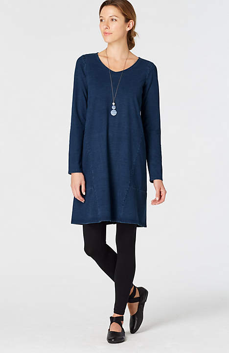 Pure Jill Indigo Knit Seamed Dress