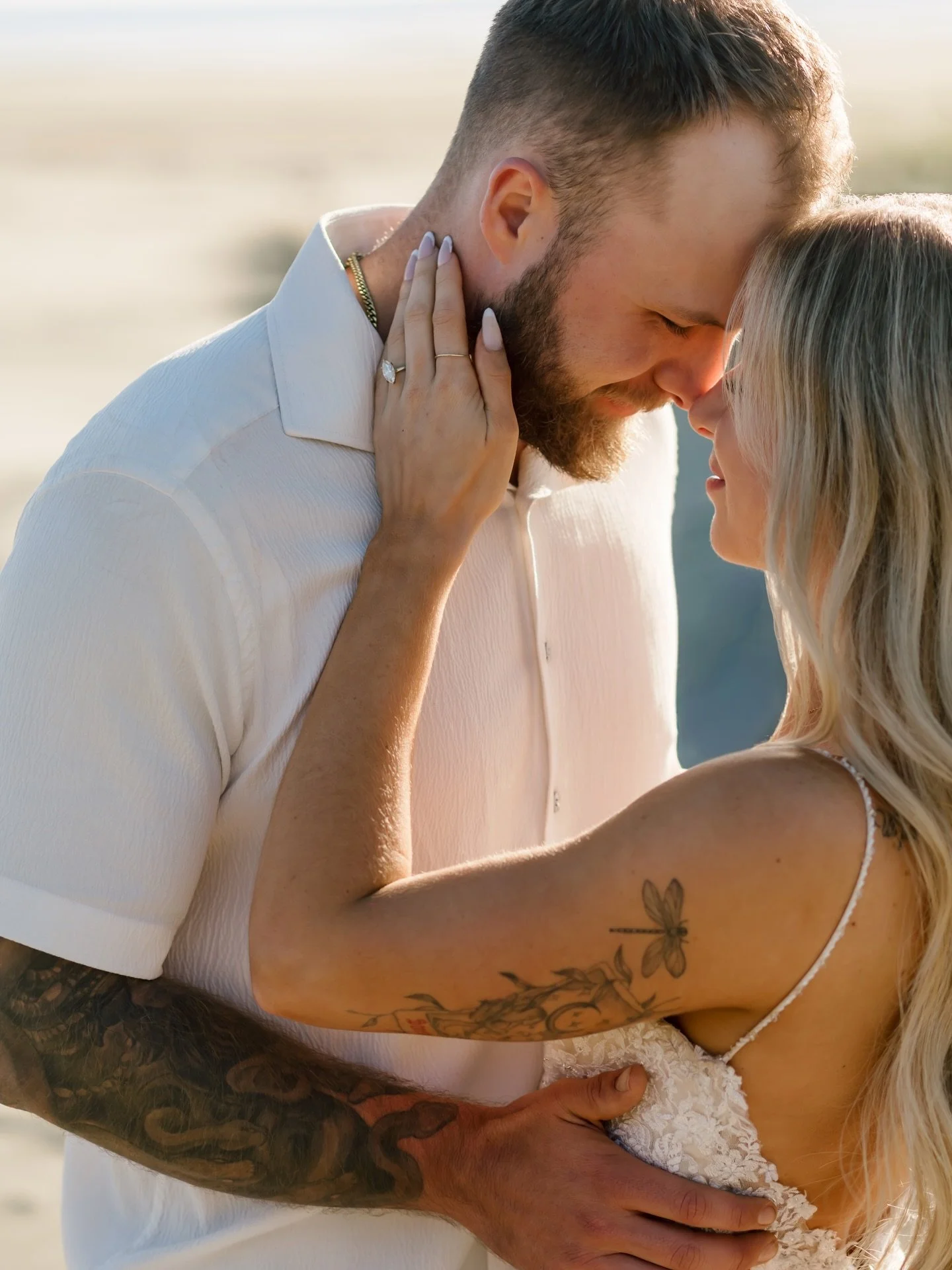 Soaking in the soft October sun, running barefoot in the sand with these two beauties and their sweet pup for this Tofino elopement was pure creative balm for the soul. 🤍✨

When @bianca.parcher + @tezlanheyer read their vows at sunset, Milo chimed i