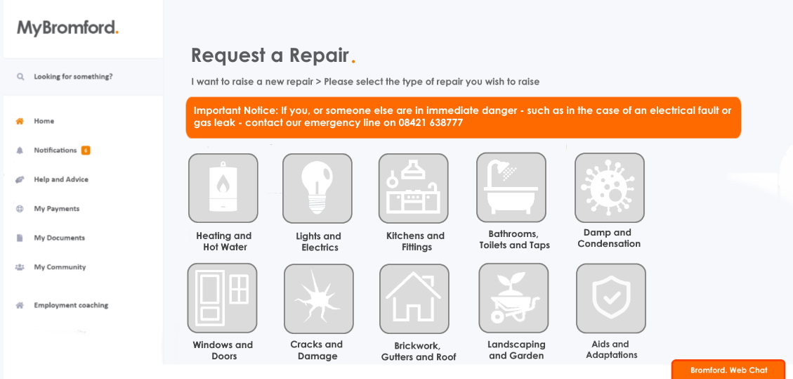 Repairs Home Page