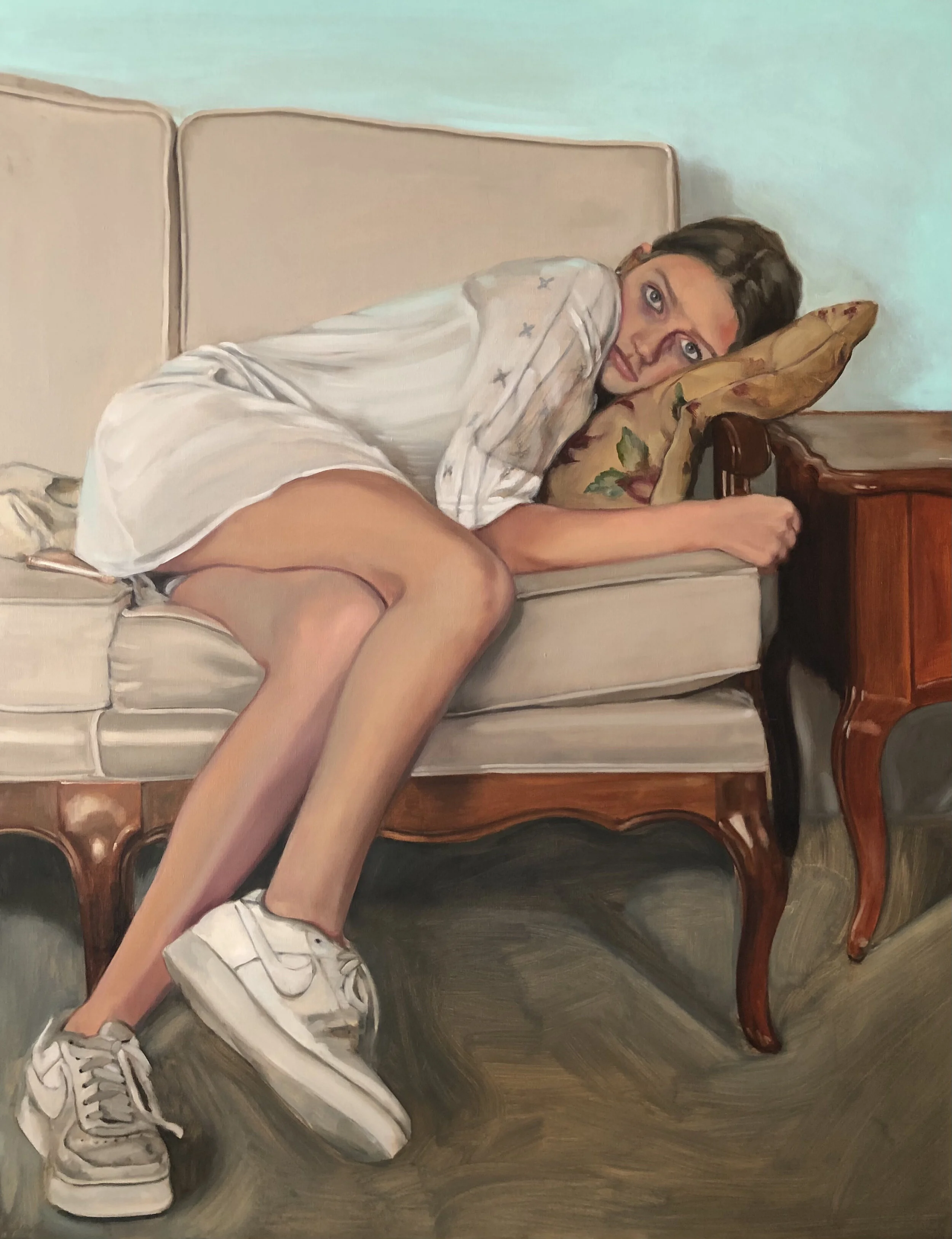 THE LOOK OF COMPLETE BOREDOM WHILE VISITING COUSIN JOYCE