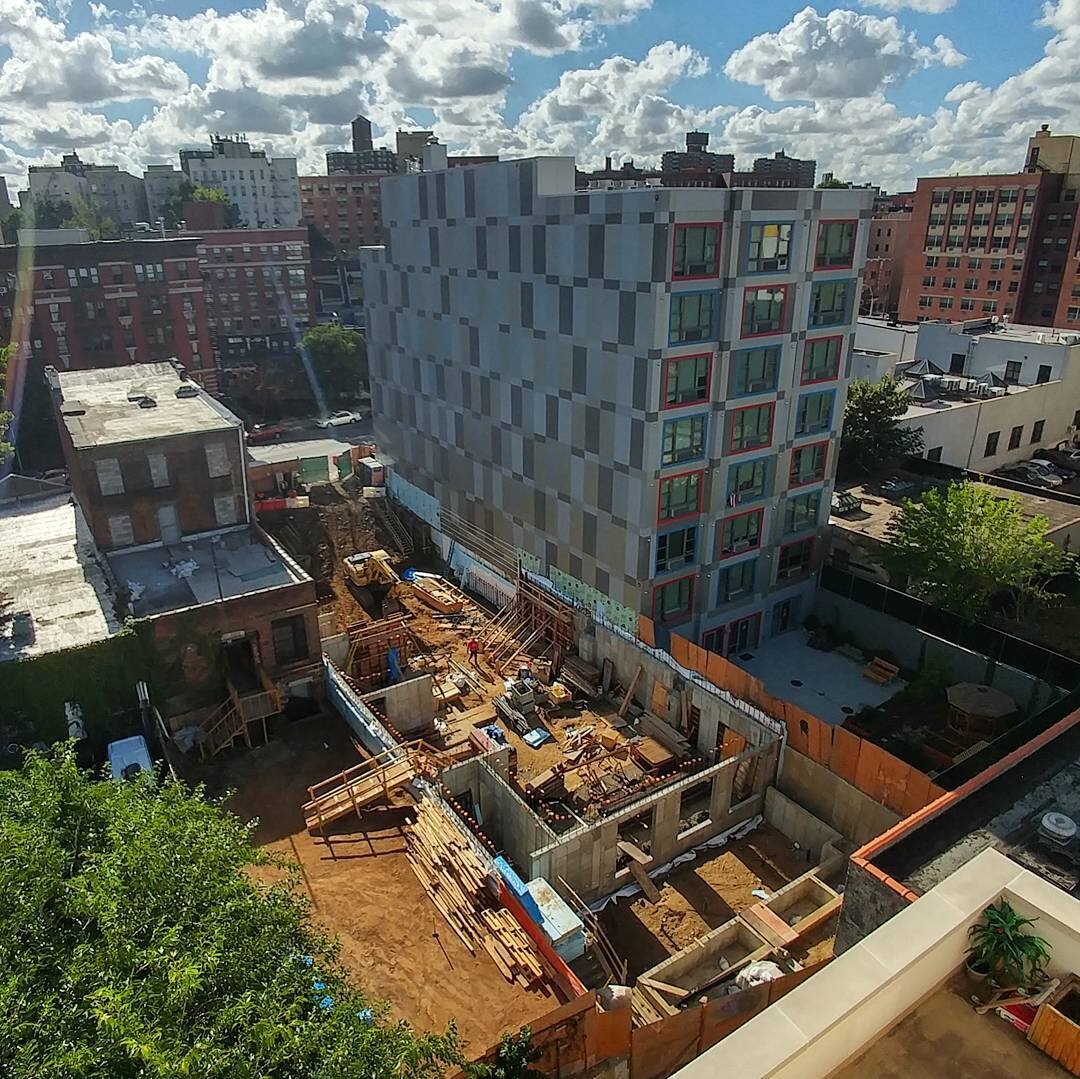 A look from above at our #PassiveHouse under construction at 3365 Third Avenue and its sibling to the right (referred to as the &quot;Lego Building&quot; by some) at 3361 Third Avenue. Happy Friday to all! #leed #leedplatinum #sustainability #underco