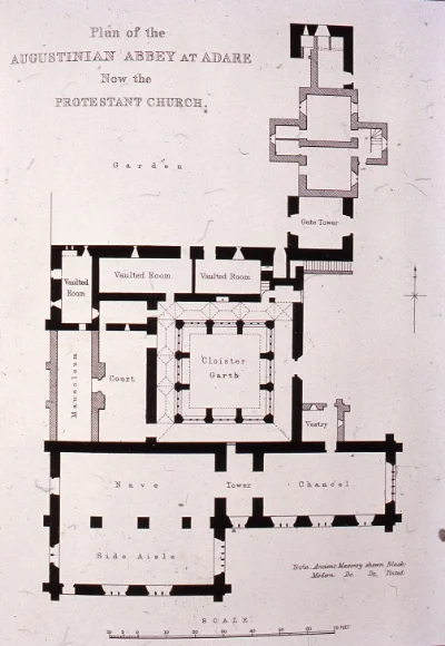The plan of the former Augustinian Abbey in Adare, now St. Nicholas Church. 
